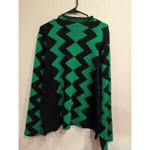 Women's green and black knit graphic sweater by Investments size XL